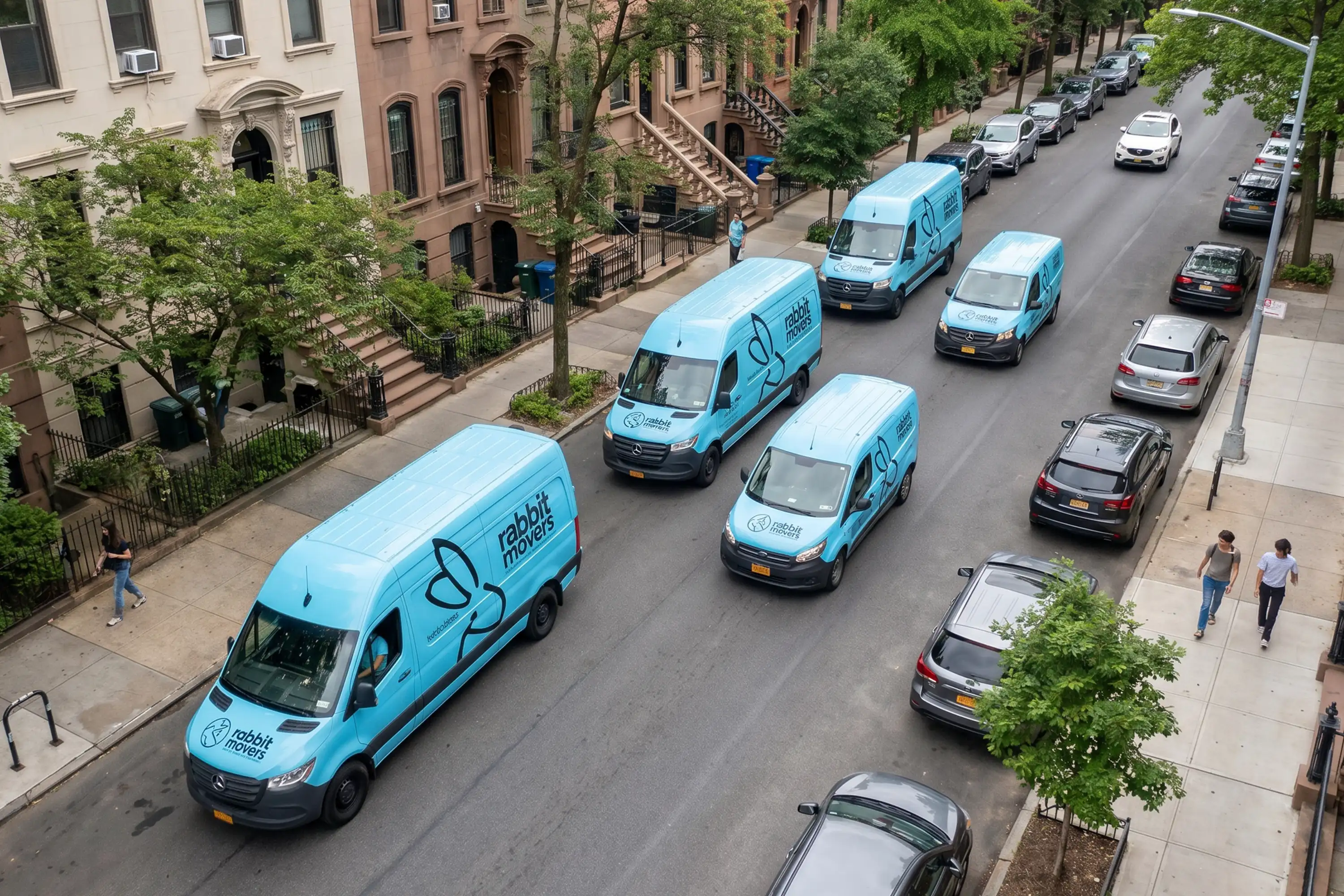 Rabbit Movers fleet on a New York City street